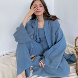 Women Pajama Set Factory - 100% Muslin Cotton Flare Sleeve