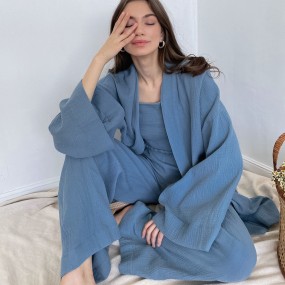 Women Pajama Set Factory - 100% Muslin Cotton Flare Sleeve