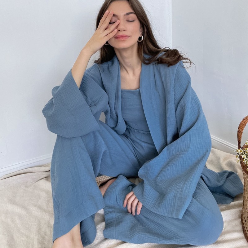 Women Pajama Set Factory - 100% Muslin Cotton Flare Sleeve