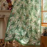 Fabric Curtains Factory - Green Plant Printed Built In