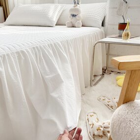 Cotton Bedding Set Factory - Pure Washed with Quilted Skirt
