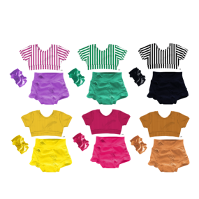 Custom Made/ODM Children Girls Clothing Set Solid Color Girl T-Shirt Shorts Two-Piece Set