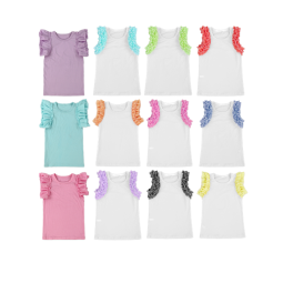 Wholesale Custom Different Colors Baby Summer Cool Sleeveless Girl T-Shirt.