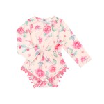 O-Neck Waith Ruffle Toddler Romper for 5-6 Years Girl with Bow