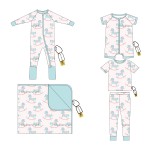 Bamboo Print Baby Pajamas Mermaid Ballerina Bamboo Romper Girl Zipper Bamboo Sleeper