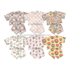 2 pcs Short Sleeve Shirt Shorts Set Girls Boys Summer Outfit Toddler Boy Clothes Summer Children's Clothing Lounge Set