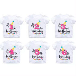 Kids Birthday T-Shirt Toddler Letter Top Cartoon Print Boy T-Shirt
