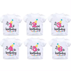 Kids Birthday T-Shirt Toddler Letter Top Cartoon Print Boy T-Shirt