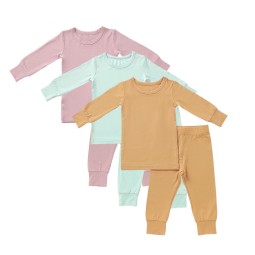 2pcs Viscose Bamboo Spandex Long Sleeve Shirt Pants Set Children's Pajamas Wholesale Casual Wear Boy/Girl Clothing Set