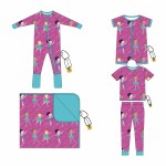 Bamboo Print Baby Pajamas Mermaid Ballerina Bamboo Romper Girl Zipper Bamboo Sleeper