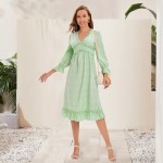 Women's Long Sleeve V-Neck Mother Daughter Dress Holiday Casual Party Dress