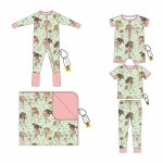 Bamboo Print Baby Pajamas Mermaid Ballerina Bamboo Romper Girl Zipper Bamboo Sleeper