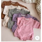 In Stock 0-24 Months Organic Cotton Sweatshirt Kids Terry Cloth Creeper Baby One-Piece Ins Hot Sale Crawling Outfit