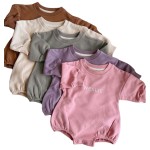 In Stock 0-24 Months Organic Cotton Sweatshirt Kids Terry Cloth Creeper Baby One-Piece Ins Hot Sale Crawling Outfit