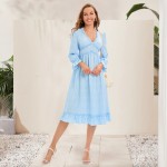 Women's Long Sleeve V-Neck Mother Daughter Dress Holiday Casual Party Dress