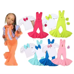 Spring/Summer Baby Girl Two-Piece Set Girls Sleeveless Top Bell Bottom Pants