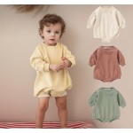 In Stock 0-24 Months Organic Cotton Sweatshirt Kids Terry Cloth Creeper Baby One-Piece Ins Hot Sale Crawling Outfit