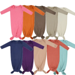 Super Soft Eco-friendly Custom Solid Bamboo Knot Gown Newborn Sleep Sack Newborn Gown Sleep Sack