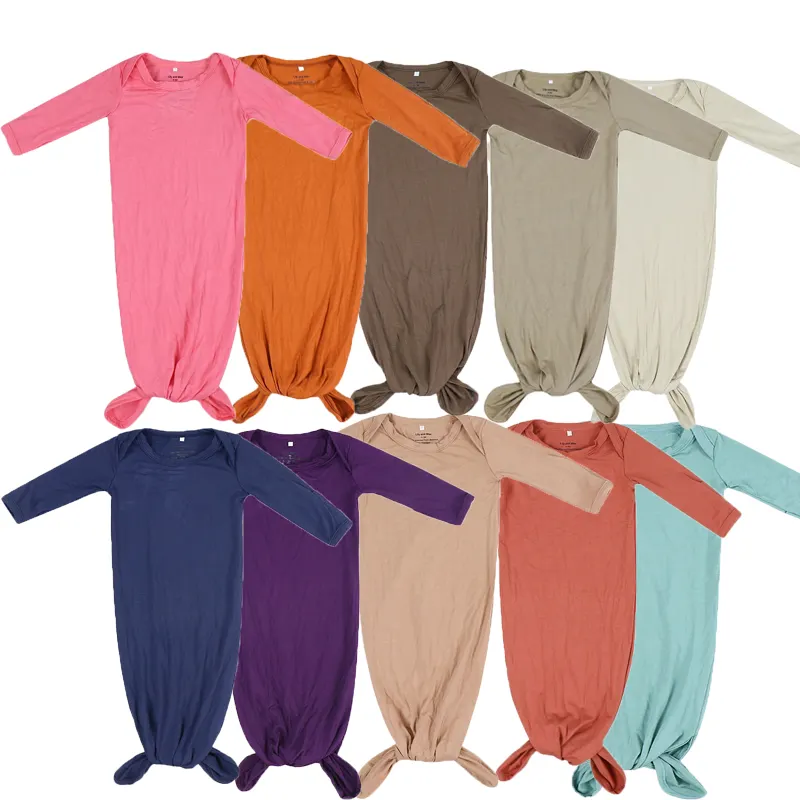 Super Soft Eco-friendly Custom Solid Bamboo Knot Gown Newborn Sleep Sack Newborn Gown Sleep Sack