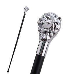 Alloy Lion Head Handle Walking Cane Self-Defense Stick Activity Rubber Iron—Festival Toy Temptation Prop