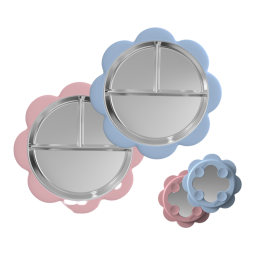 2025 Hot-Selling New Baby Product Cute Design Stainless Steel Baby Suction Plate Removable Silicone Shell