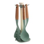 Wooden Handle Silicone Kitchen Utensil 6-Piece Set Non-Stick Pan Special Silicone Spatula and Ladle