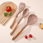 Wooden Handle Silicone Kitchen Utensil 6-Piece Set Non-Stick Pan Special Silicone Spatula and Ladle