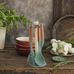 Wooden Handle Silicone Kitchen Utensil 6-Piece Set Non-Stick Pan Special Silicone Spatula and Ladle