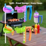 ABS Beverage Can Double-Hand Grip Suction Cup Holder with Anti-Spill Cup Lid and Beverage Can Holder