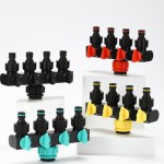 Outdoor Garden Four-Way Water Distributor with Switch Four-Way Valve One Inlet Four Outlets Water Divider Adapter