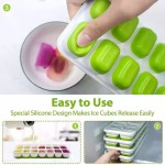 Easy-Release Food-Grade Silicone 14 Cube Ice Cream Cup Tray Mold Anti-Spill Removable Lid Popsicle Silicone Mold