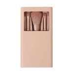 5-Piece Makeup Brush Set with Mirror Lid with Window High-End Appearance Portable Ultra-Soft Bristles