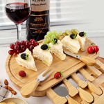 Bamboo Cheese Board and Knife Set Tray with Slide-Out Drawer Deli Utensils for Cheese Cutting Cutting Board