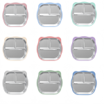 Cute Stainless Steel Children's Plate with Removable Silicone Cover Anti-Slip Square Toddler Baby Small Meal Snack Bowl