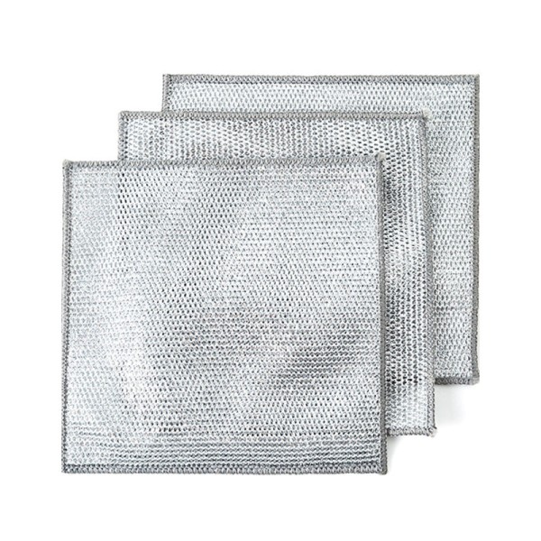 Multipurpose Double-Sided Silver Fiber Dishwashing Cloth Reusable Kitchen Cleaning Cloth and Non-Oily Pot Wiping Cloth