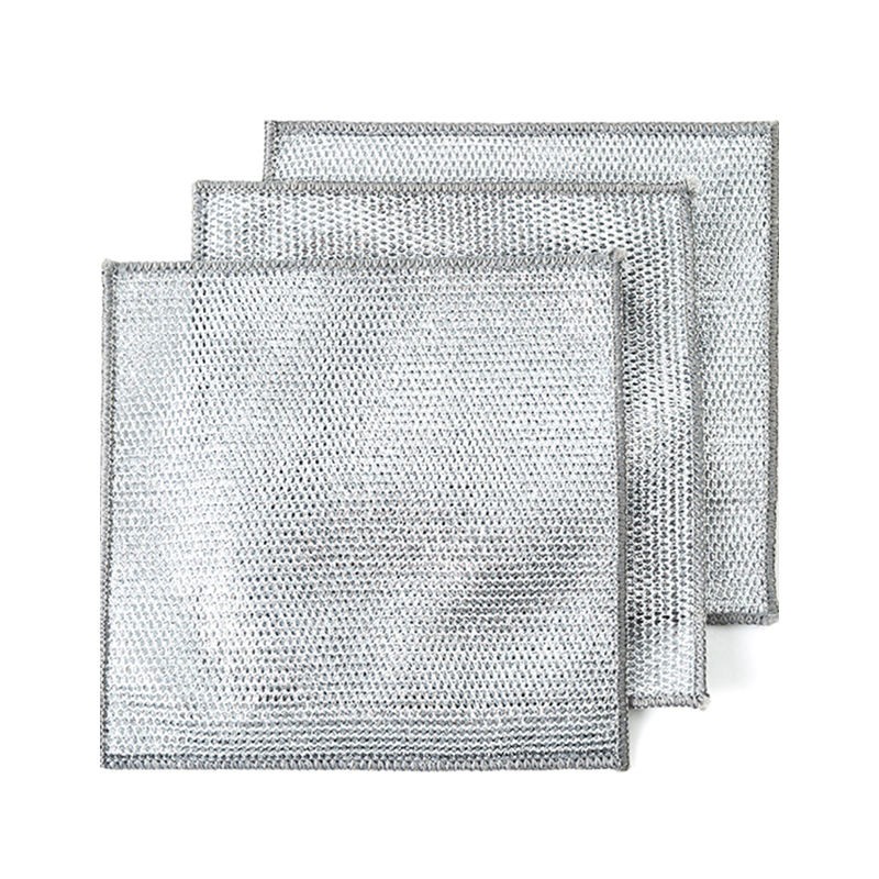 Multipurpose Double-Sided Silver Fiber Dishwashing Cloth Reusable Kitchen Cleaning Cloth and Non-Oily Pot Wiping Cloth