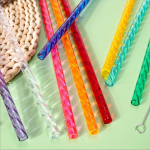 Hot-Selling Eco-Friendly Pet Material Straw Reusable Crystal Swirl Corrugated Straw