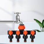 Outdoor Garden Four-Way Water Distributor with Switch Four-Way Valve One Inlet Four Outlets Water Divider Adapter