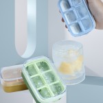 Large Square Silicone Freezer Soup Storage Container with Lid Grid Ice Cube Tray for Ice Cube Molds
