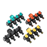 Outdoor Garden Four-Way Water Distributor with Switch Four-Way Valve One Inlet Four Outlets Water Divider Adapter
