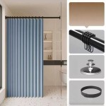 Bathroom Shower Curtain Set Waterproof Mold-Resistant Foldable Shower Curtain Shower Partition Dry-Wet Separation