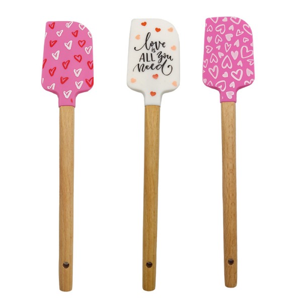 Valentine's Day Baking Pastry Scraper Baking Silicone Spatula Printed Pattern Silicone Spatula