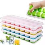 Easy-Release Food-Grade Silicone 14 Cube Ice Cream Cup Tray Mold Anti-Spill Removable Lid Popsicle Silicone Mold