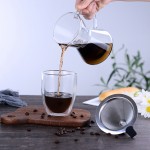 热卖高温手工制作漏斗过滤器硅胶玻璃咖啡壶橡胶木茶和咖啡壶