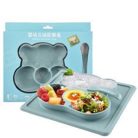 High Quality Divided Toddler Plate Set Toddlers Food Bowls Baby Silicone Feeding Plate