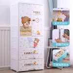 热高品质60*41*114厘米开门熊宝宝卡通塑料衣柜衣架和3个抽屉