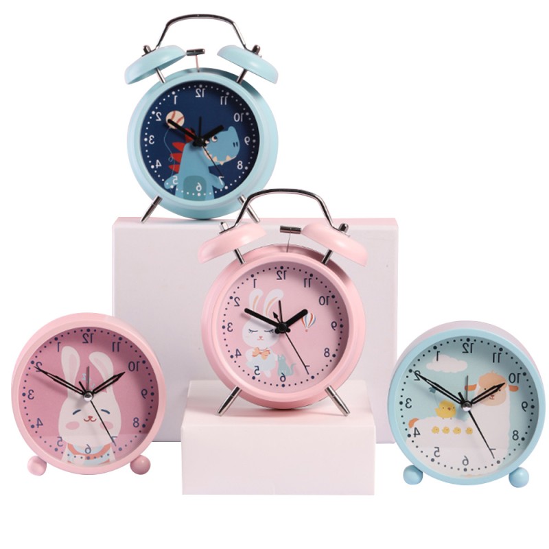 Hot Selling Non-ticking Vintage Classic Analog Kids Alarm Clock with Ningtlight for Bedrooms Travel Clock Loud Twin Bell