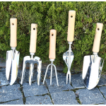 花园工具套件- 4件5件重型花园手工具套件，木制手柄