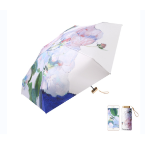 New Woman Girl Umbrella Art Painting Flower Windproof Portable Mini Umbrella UV Proof Sun Shade Rain Cover