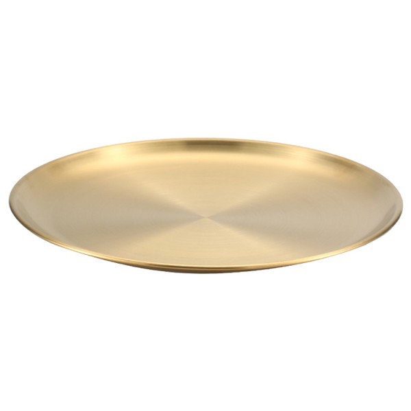 Korean Gold Pan Western Food Plate BBQ Plate Cake Dessert Fruit Plate Buffet 304 Stainless Steel